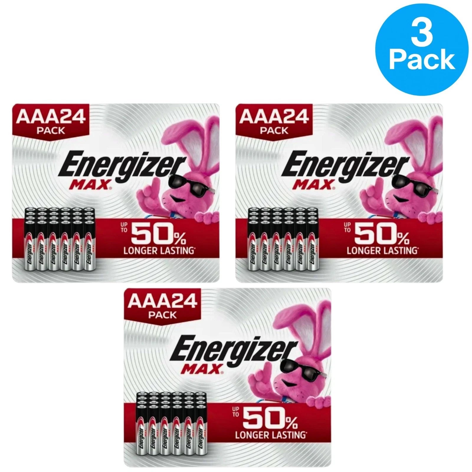 Energizer MAX AAA24 Alkaline Batteries 3-Pack New 72 Total