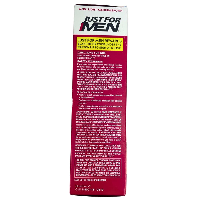 Just For Men Easy Comb-In Color Haircolor Light-Medium Brown A-30 Targeted Gray