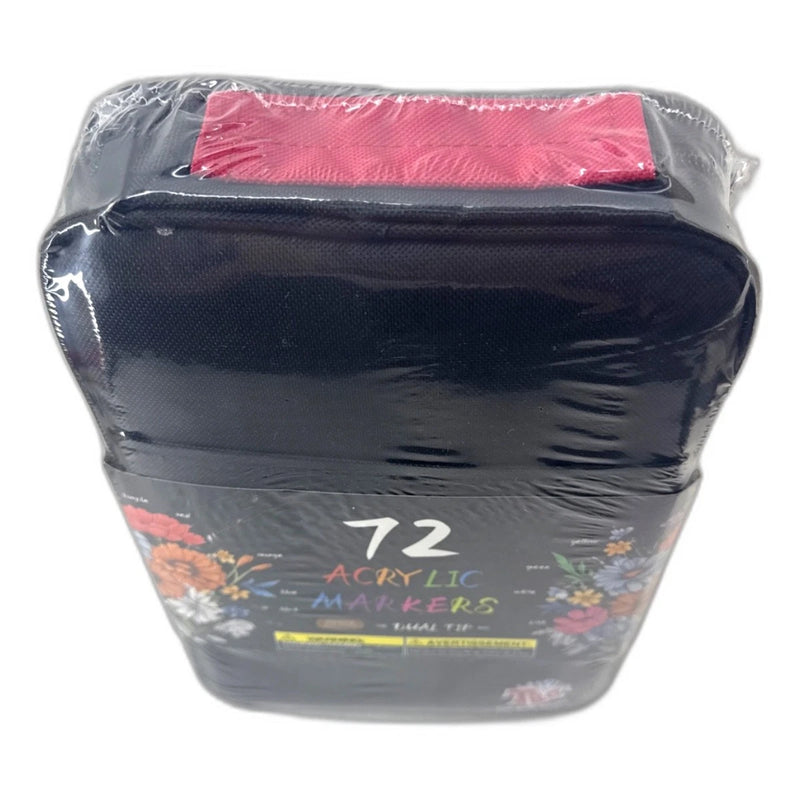 72 Acrylic Markers Dual Tip Premium Multi Surface Art Drawing Zippered Case New
