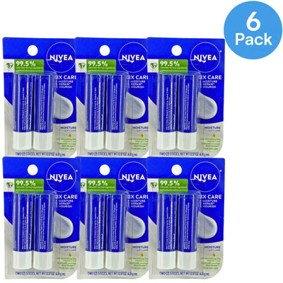 NIVEA Moisture Lip Care Dual Pack 0.17 oz Sticks 6 Pack New
