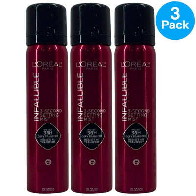 L'Oreal Paris Infallible 3-Second Setting Mist Spray 1.76 oz 3 Pack New