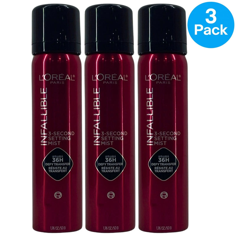 L'Oreal Paris Infallible 3-Second Setting Mist Spray 1.76 oz 3 Pack New