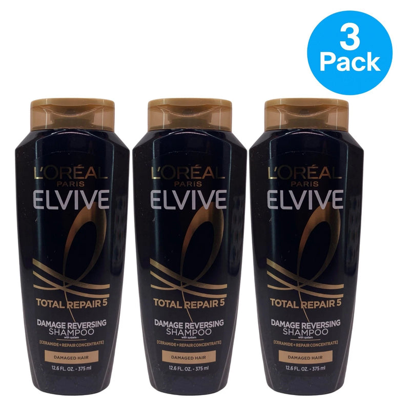 L'Oréal Elvive Total Repair 5 Shampoo 12.6 fl oz 3 Pack New