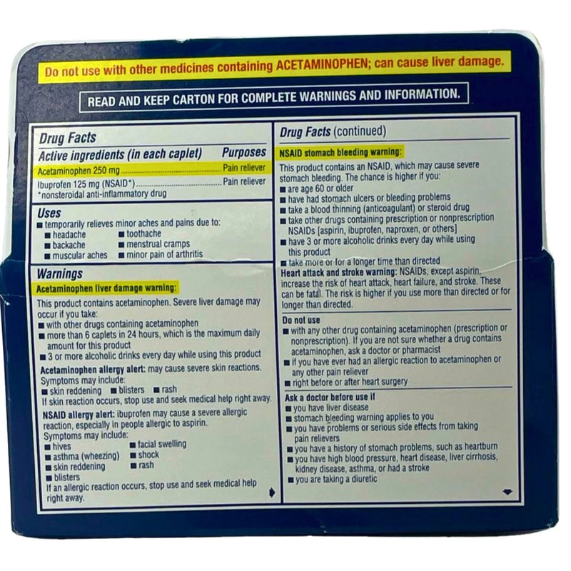 Advil Dual Action Acetaminophen 250mg Ibuprofen 125mg 144ct 1 Pack Exp 05/27 New