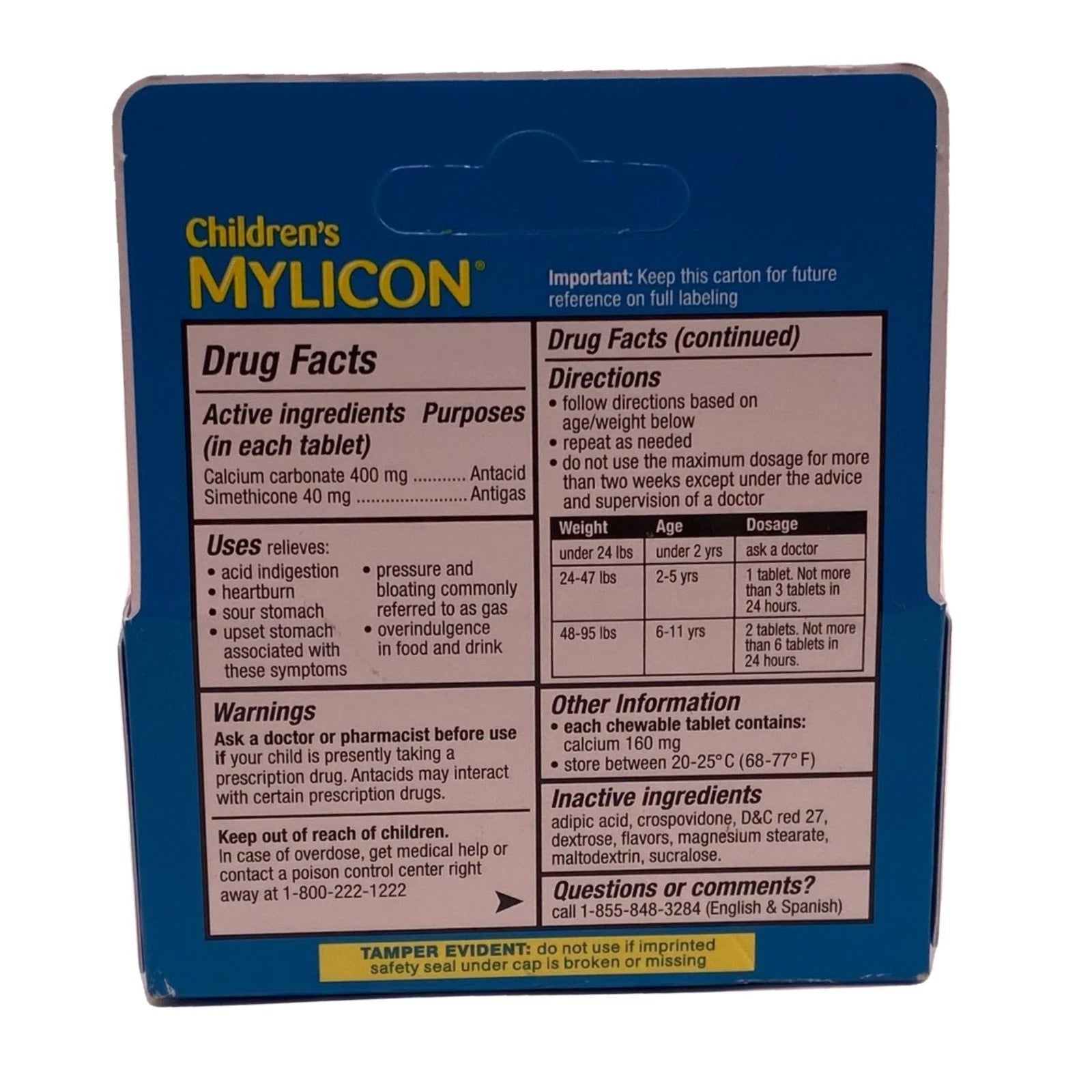 Children's Mylicon Antacid Antigas Cherry 24 Tablets 3 Pack EXP 06/26