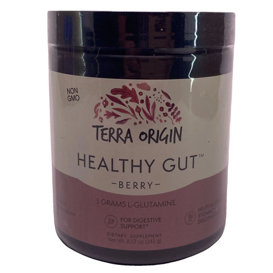 Terra Origin Healthy Gut Berry digestive supplement bottle 8.57oz by Healthy Origins for digestive wellness