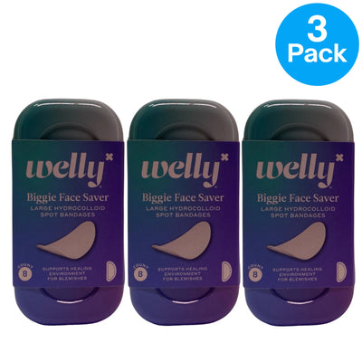 Welly Biggie Face Saver Hydrocolloid Spot Bandages 3 Pack New