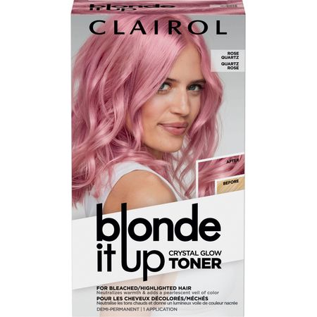 Clairol Blonde It Up Semi-Permanent Hair Dye, Crystal Glow Toner Hair Color, Rose Quartz, 1 Application