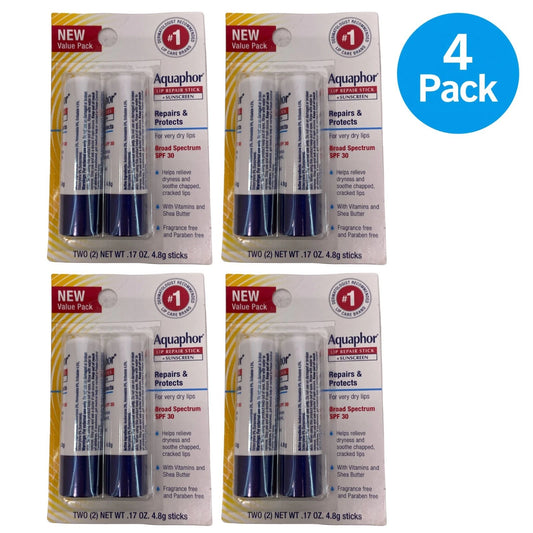 Aquaphor Lip Repair Stick SPF 30 0.17 Oz set 2 - 4 Pack New EXP 11/26