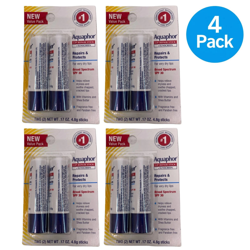 Aquaphor Lip Repair Stick SPF 30 0.17 Oz set 2 - 4 Pack New EXP 11/26
