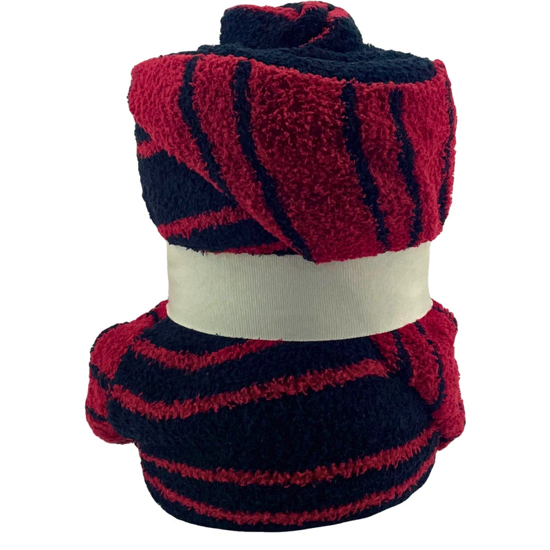 Wayland Square Cozy Knit Throw Blanket Red Navy Stripe Plush Luxury 50 in x 60 i
