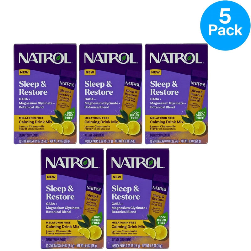 Natrol Sleep Restore Calming Drink Mix Lemon Chamomile 5 Pack New