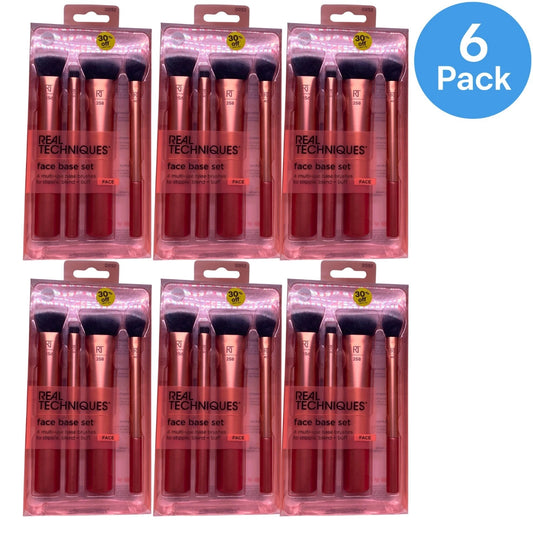 Real Techniques Face Base Makeup Brush Set 4 Piece 6 Pack New