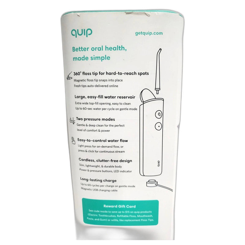 Quip Cordless Rechargeable Water Flosser 2 Pressure Modes White New