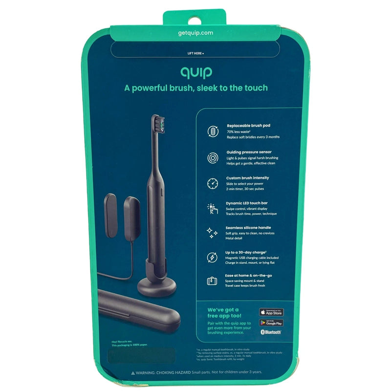 quip Ultra Smart Sonic Electric Toothbrush Rechargeable Onyx Black Metal 1 Pack