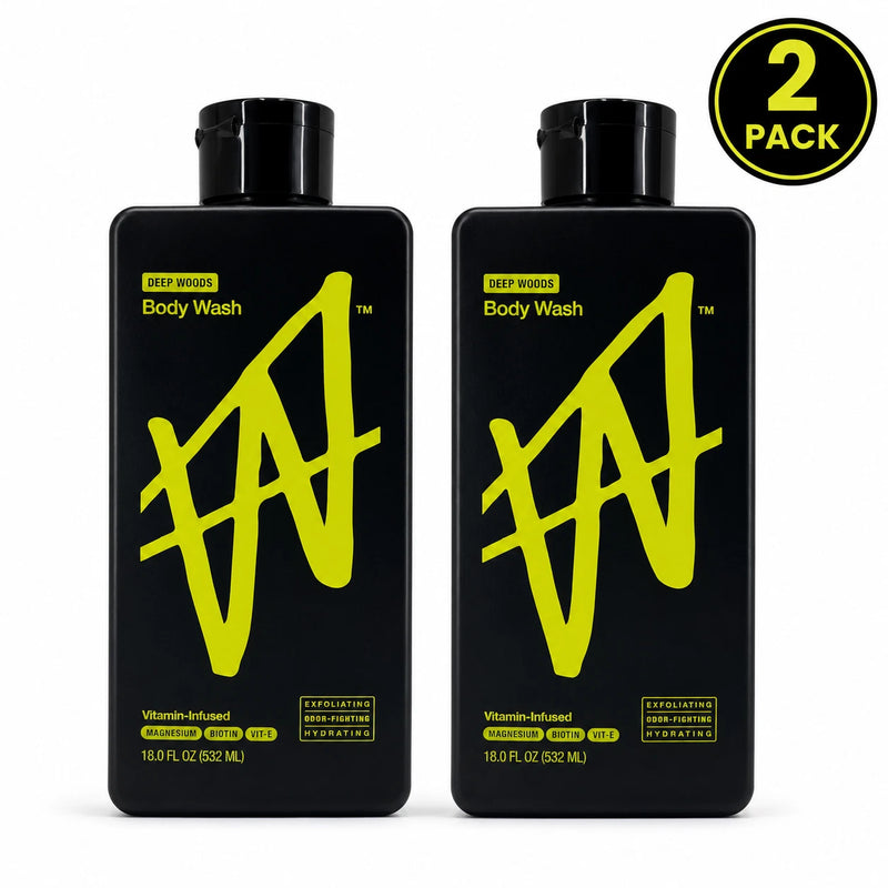 Winnoby Deep Woods Vitamin-Infused Body Wash Magnesium Biotin Vit-E 18 oz 2 Pack