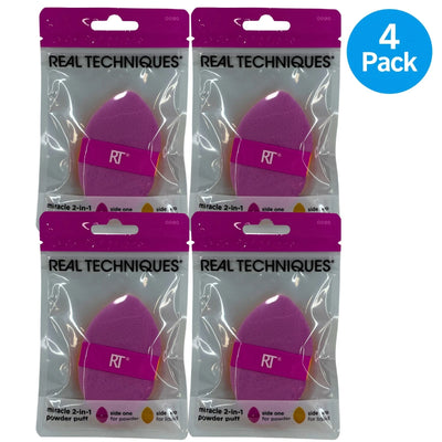 Real Techniques Miracle 2-in-1 Powder Puff Dual-Sided Makeup Sponge (4 Pack)