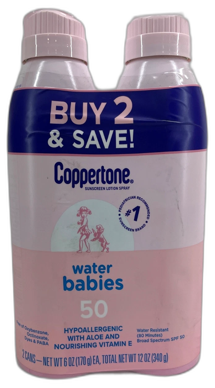 Coppertone WaterBabies Lotion Water 6 Total Exp 07/27 Pack of 3 New
