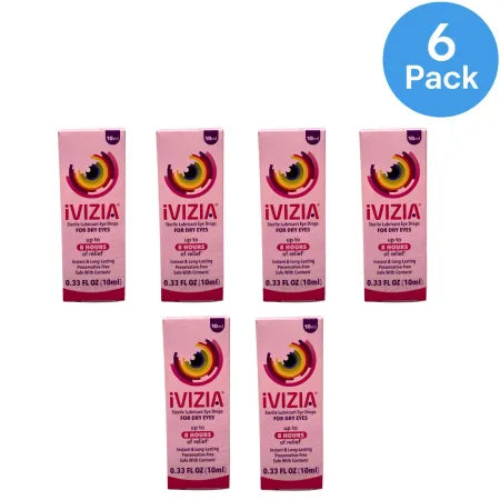 iVIZIA Sterile Lubricant Eye Drops 0.33 FL OZ bottles, 6-pack bundle with 12/2027 expiration date