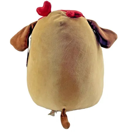 Squishmallows Doug the Brown Dog with Heart Eye Patch Valentine's Plush 12 Inch