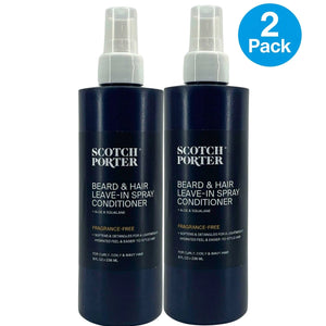 Scotch Porter Beard & Hair Leave-In Spray Conditioner Fragrance Free Aloe 2 Pack