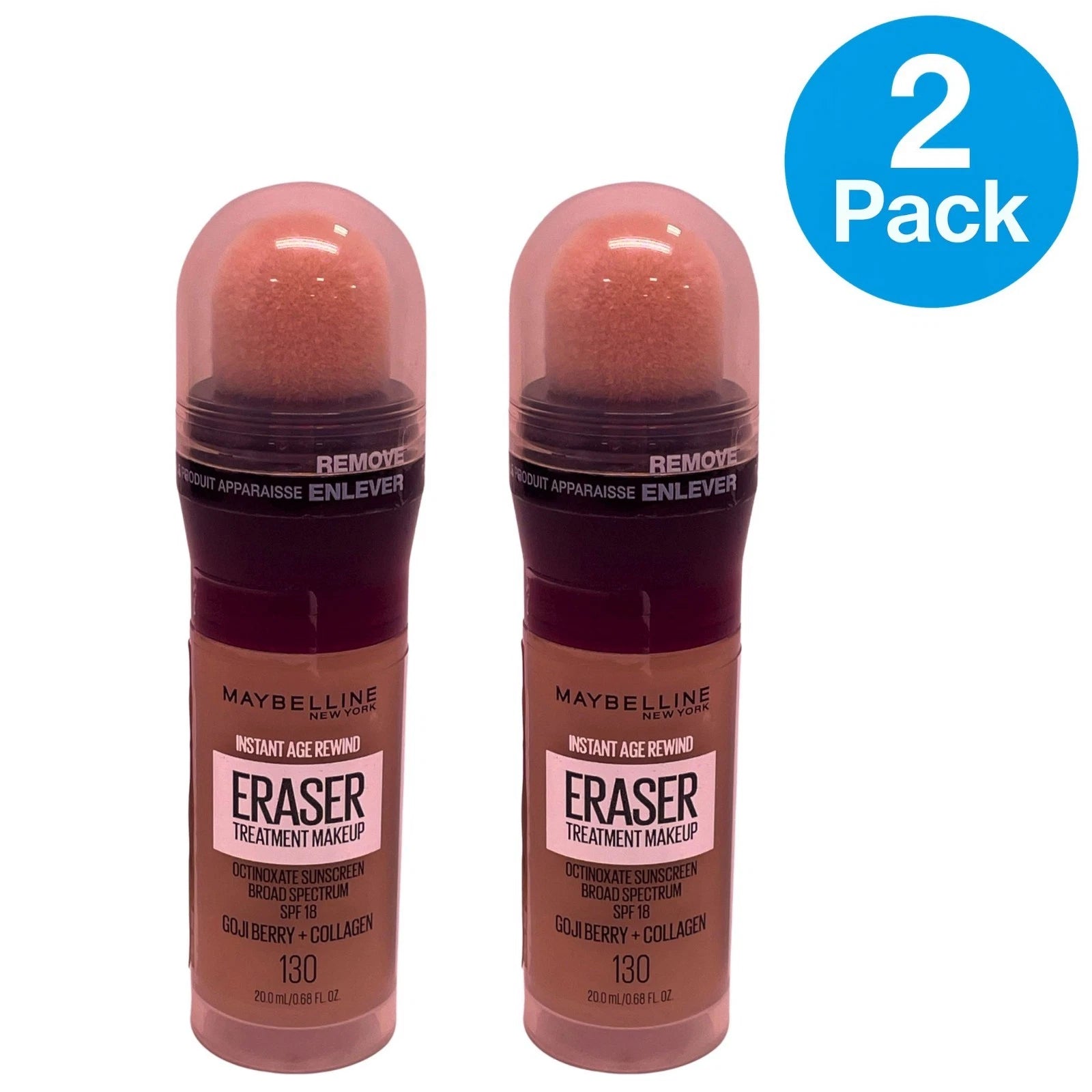 Maybelline Instant Age Rewind Foundation 0.68oz Shade 130 2 Pack New