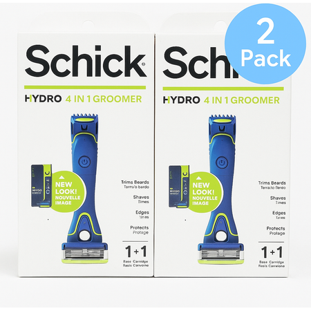 Schick Hydro 4-in-1 Groomer Razor with Cartridge – 2 Pack – New Look – New 1