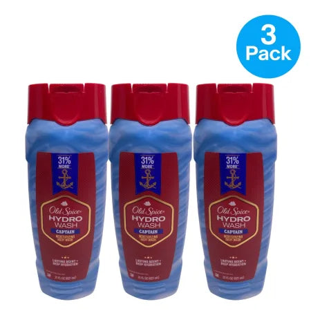 Old Spice Hydro Wash Captain Body Wash 21oz 3 Pack New