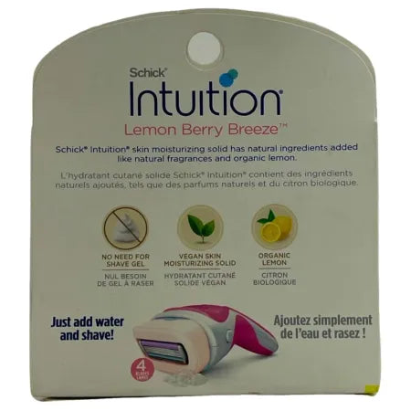 Schick Intuition Lemon Berry Breeze Razor Refills Organic Lemon 3 Pack Set