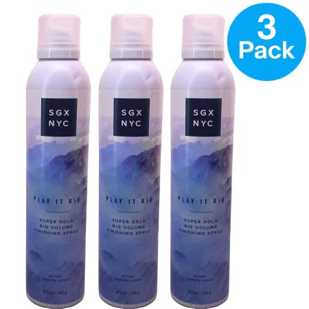 SGX NYC Play It Big Super Hold Volumizing Finishing Hair Spray 8.5 oz 3 Pack