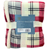 Wayland Square Plush Plaid Throw Blanket Red Cream Sherpa Faux Fur Back 50 in x