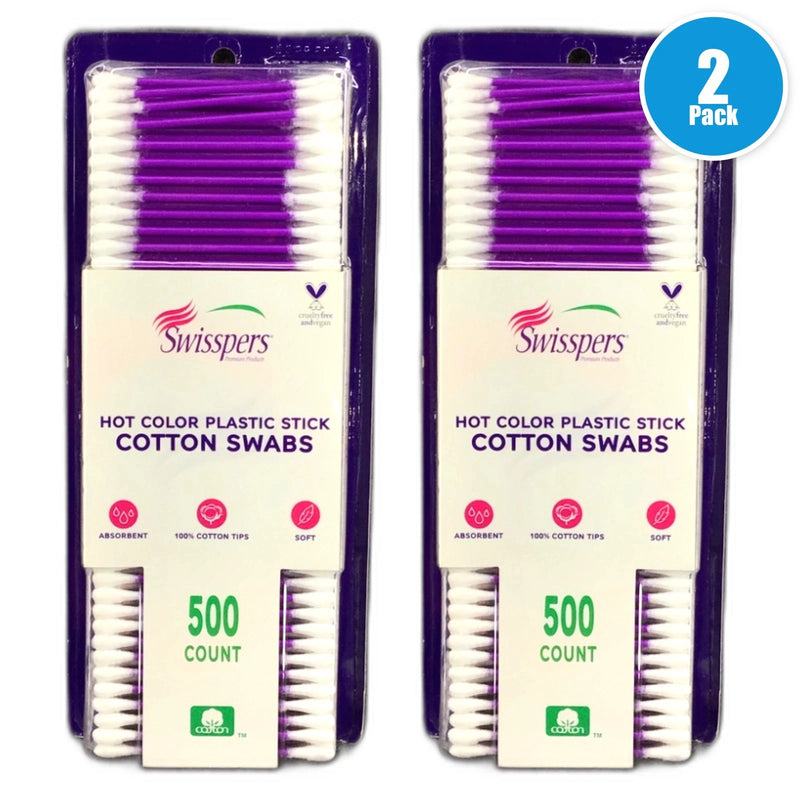 Essential Colored Cotton Swabs 500ct Makeup Crafts Exp 12/28 Pack of 2 New