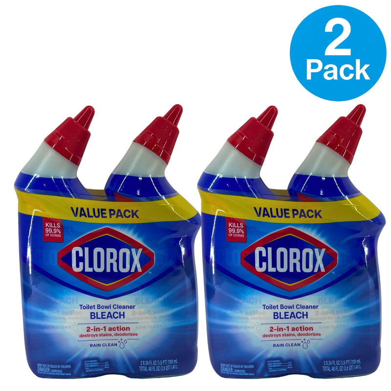 Clorox Toilet Bowl Cleaner Bleach Rain Clean 24 oz Twin Value Pack 2 Pack New