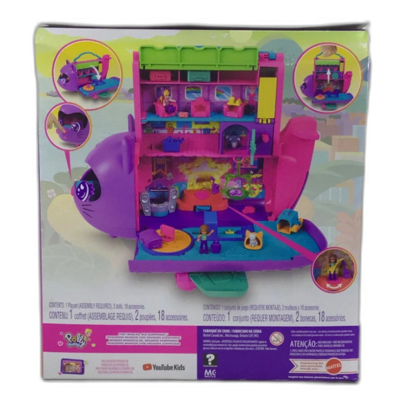 Polly Pocket Kitty Airways Airplane Playset Micro Dolls Pet Compact New