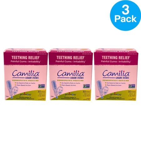 Boiron Camilia Teething Relief Liquid Doses for Painful Gums 30ct 3 Pack 01/2028