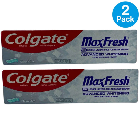 Colgate MaxFresh Advanced Whitening Clean Mint Fluoride Toothpaste 6.3 oz 2 Pack