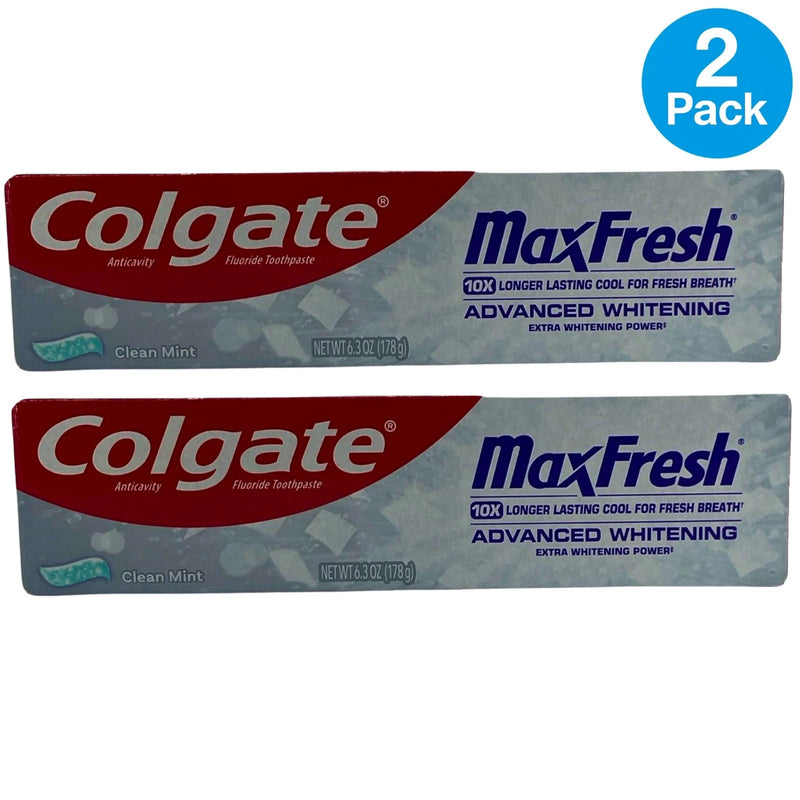 Colgate MaxFresh Advanced Whitening Clean Mint Fluoride Toothpaste 6.3 oz 2 Pack