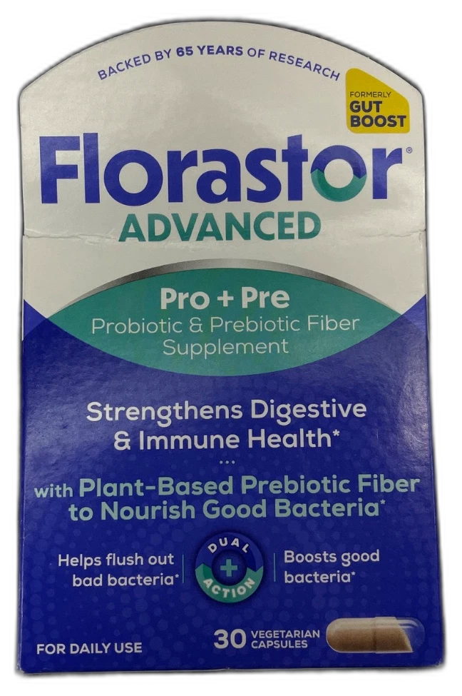 Florastor Advanced Prebiotic Fiber 30 Capsules Exp 05/28 Pack of 2 New