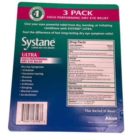 Systane Ultra Lubricant Eye Drops 3 Pack 10mL 2 Pack Dry Eye Relief Exp 06/2028
