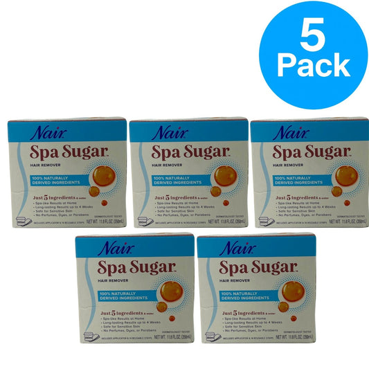 Nair Spa Sugar Hair Remover 5 pack bundle with 100% naturally derived formula