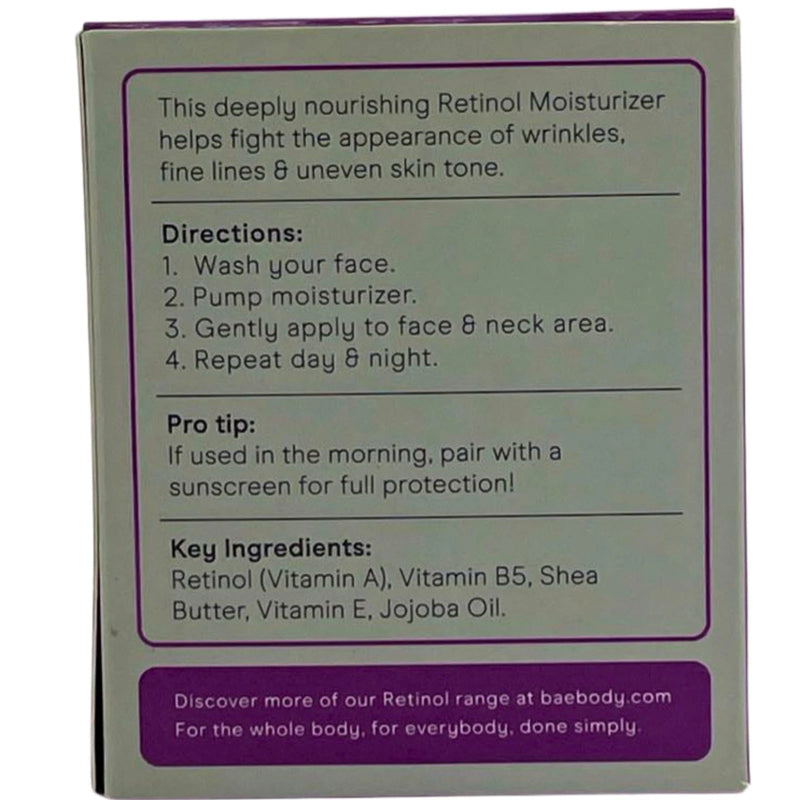Baebody Retinol Moisturizer Cream for Face and Eye Area Fine Lines 1 Pack New