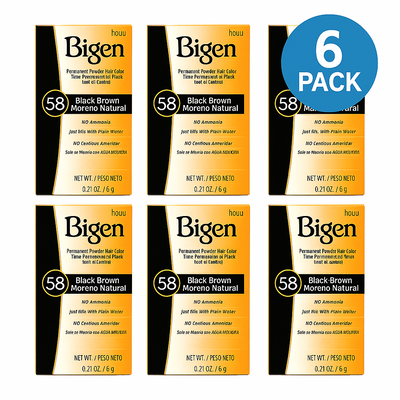 Bigen Black Brown Powder Hair Color 0.21oz 6 Pack New