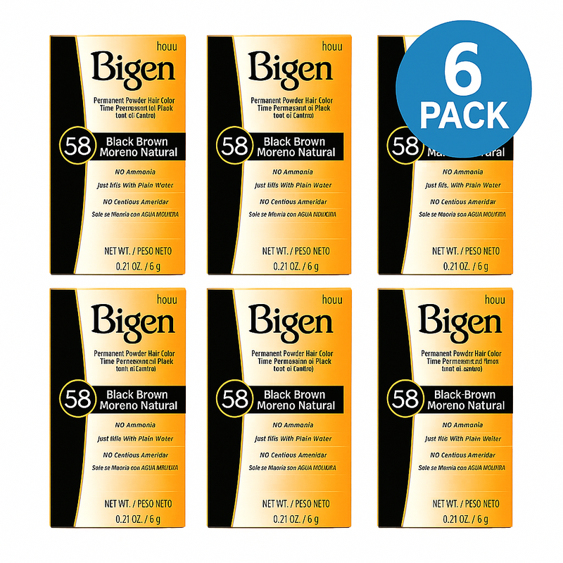Bigen Black Brown Powder Hair Color 0.21oz 6 Pack New
