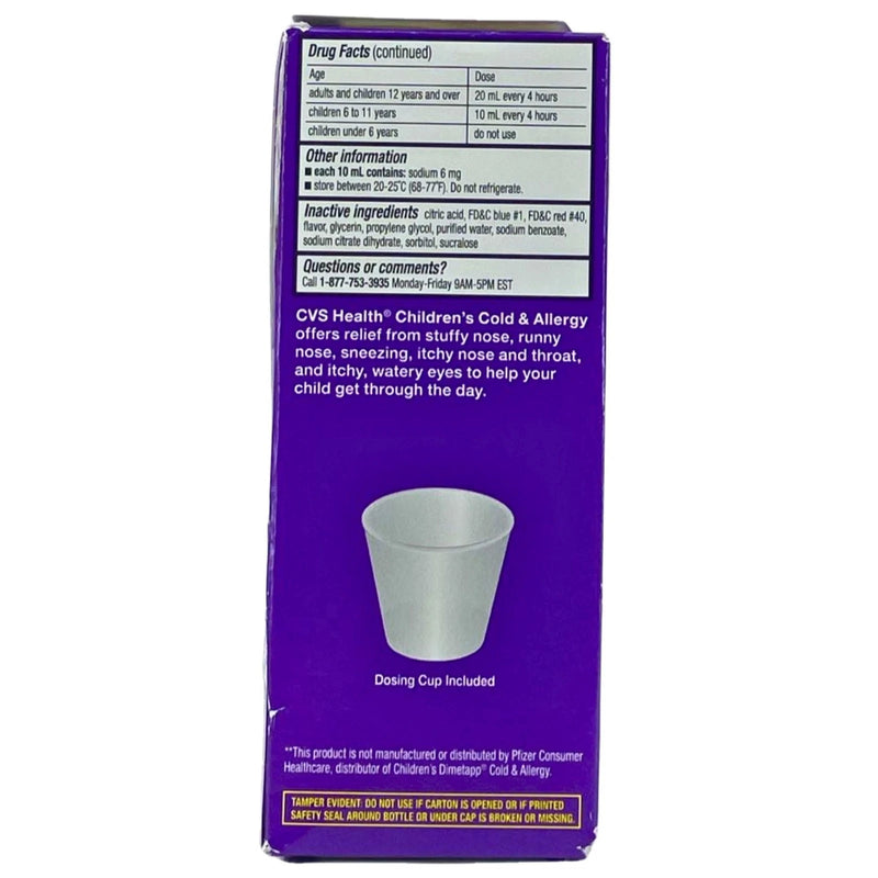 CVS Children’s Cold & Allergy Liquid 4 Fl Oz 2 Pack New Exp 10/2026