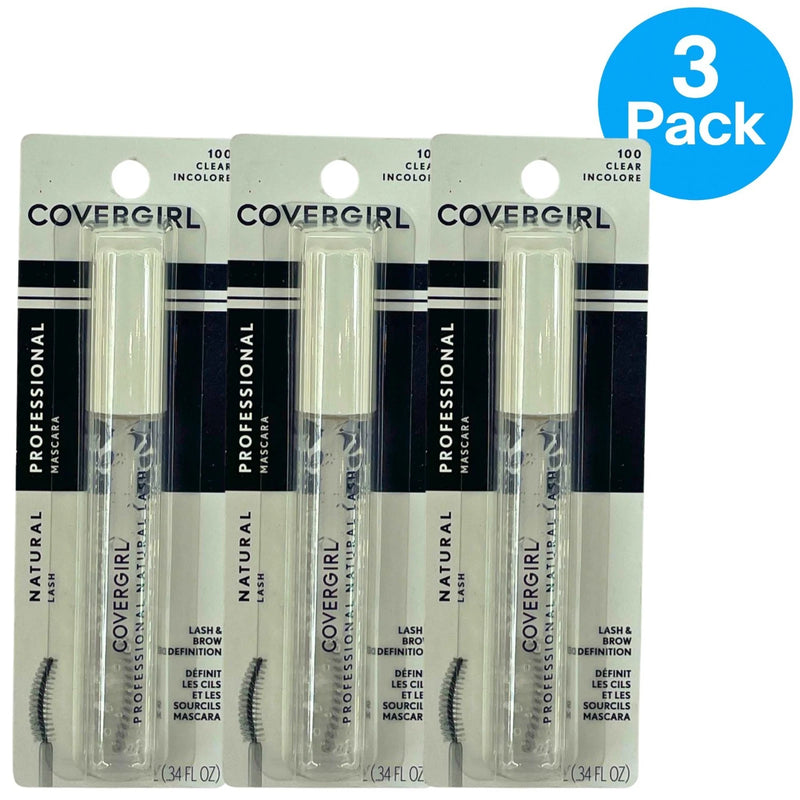 COVERGIRL Professional Natural Lash Mascara Clear 100 - 3 Pack, 0.34 fl oz bottles