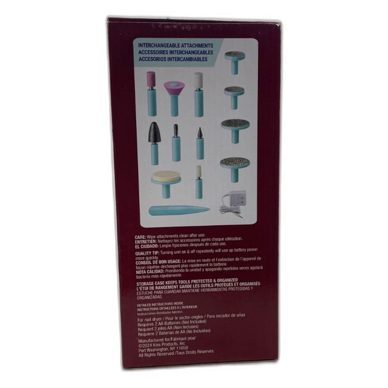 Kiss Power File Nail Dryer All-in-One Nail Care Kit 16 Pieces New