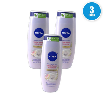 Nivea White Peach Jasmine Body Wash 20oz Nourishing Serum Pack of 3 New