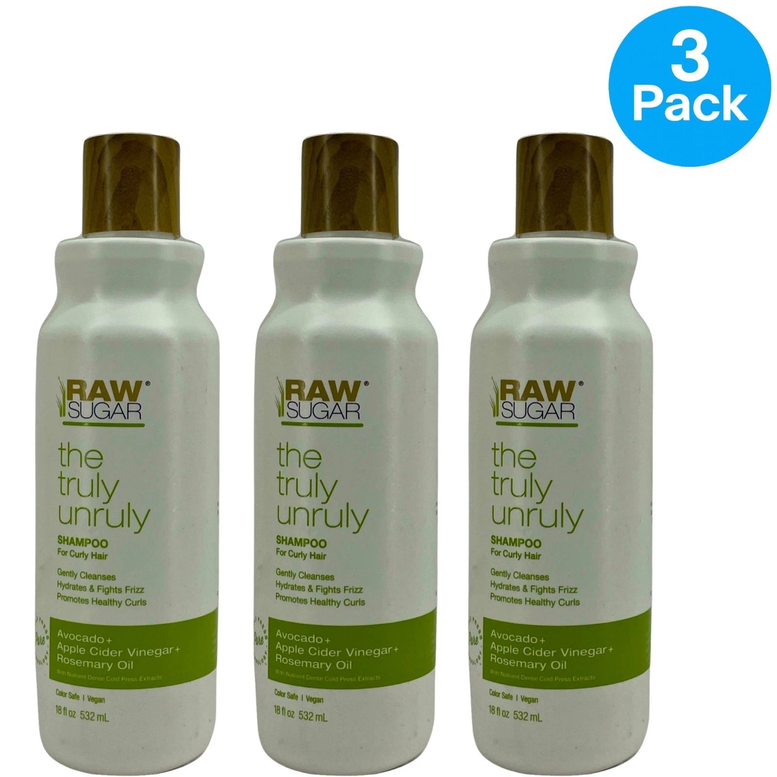 Raw Sugar Truly Unruly Shampoo 18 Oz 3 Pack New