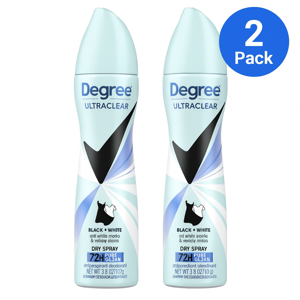 Degree Ultraclear Black + White Dry Spray 3.8 oz 2 Pack New 1