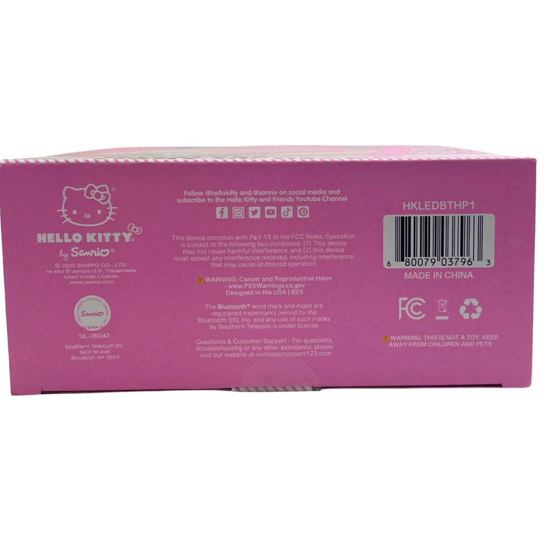 Hello Kitty Bluetooth Wireless Light-Up Over-Ear Headphones Pink Foldable 1 Pack